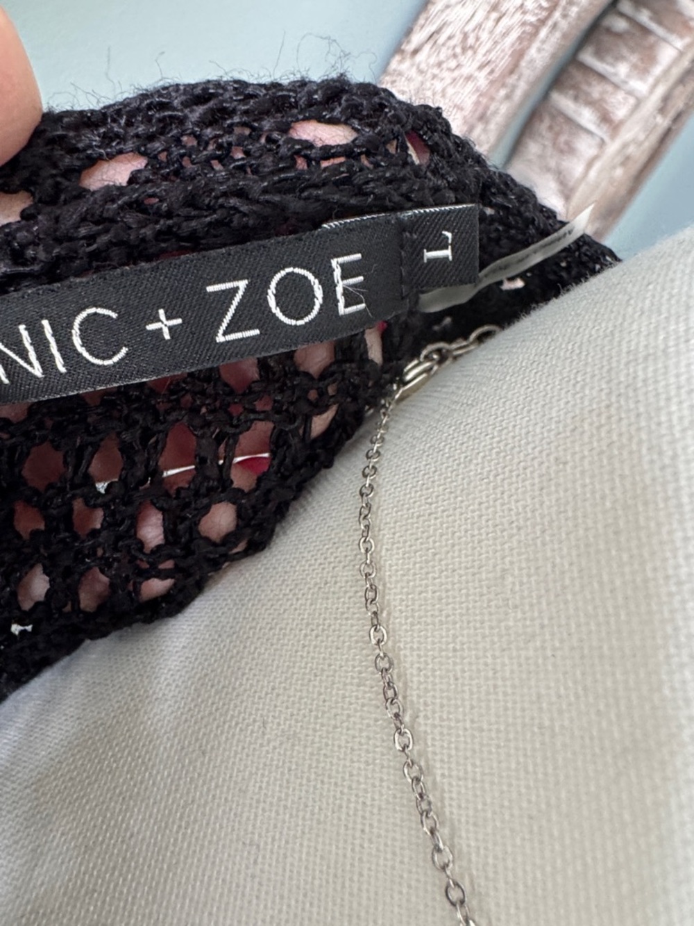 NIC+ZOE Black Open-Weave Short Sleeve Top - Picture 2 of 5